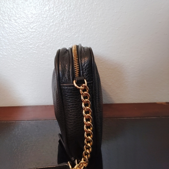 Michael Kors Crossbody Gold Chain Strap Black Leather - Picture 8 of 16
